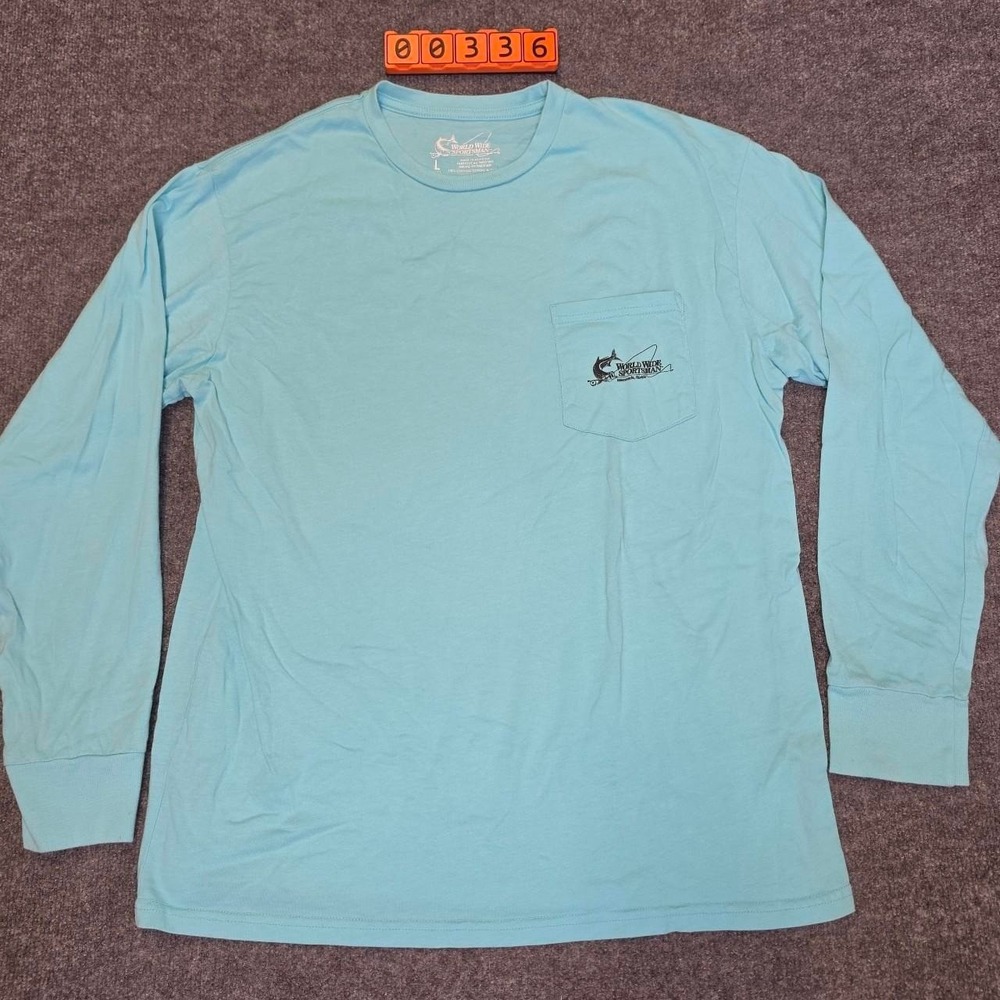 World Wide Sportsman long sleeve fishing shirt with graphic of a marlin, Large